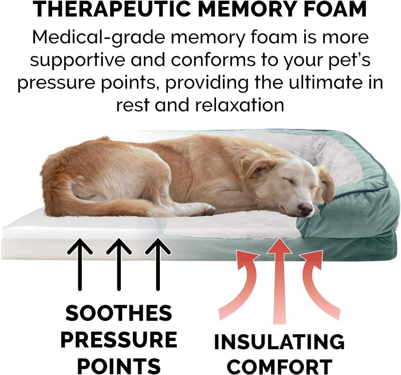 Furhaven Cooling Gel Dog Bed for Large Dogs w/ Removable Bolsters & Washable Cover, For Dogs Up to 95 lbs - Plush & Velvet Waves - Image 295