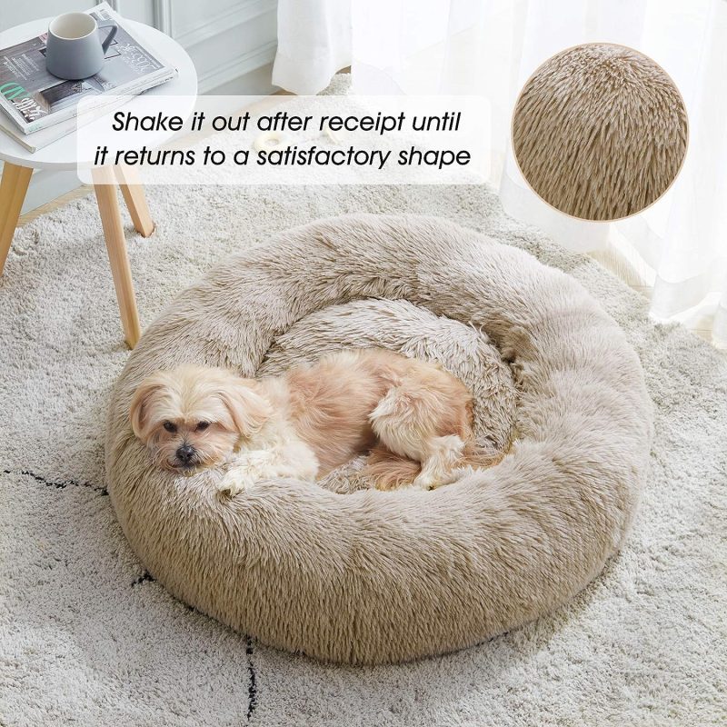 Calming Dog Bed & Cat Bed, Anti-Anxiety Donut Cuddler Warming Cozy Soft Round Fluffy Faux Fur Plush Cushion bed for Small Medium - Image 138