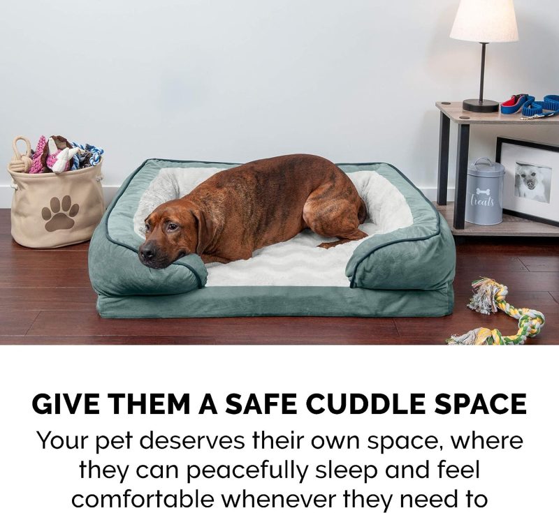 Furhaven Cooling Gel Dog Bed for Large Dogs w/ Removable Bolsters & Washable Cover, For Dogs Up to 95 lbs - Plush & Velvet Waves - Image 42