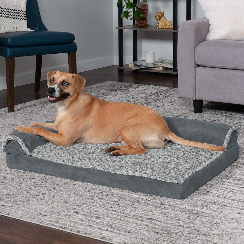 Furhaven Orthopedic Dog Bed for Medium/Small Dogs w/ Removable Bolsters & Washable Cover, For Dogs Up to 35 lbs - Plush & Almond - Image 197