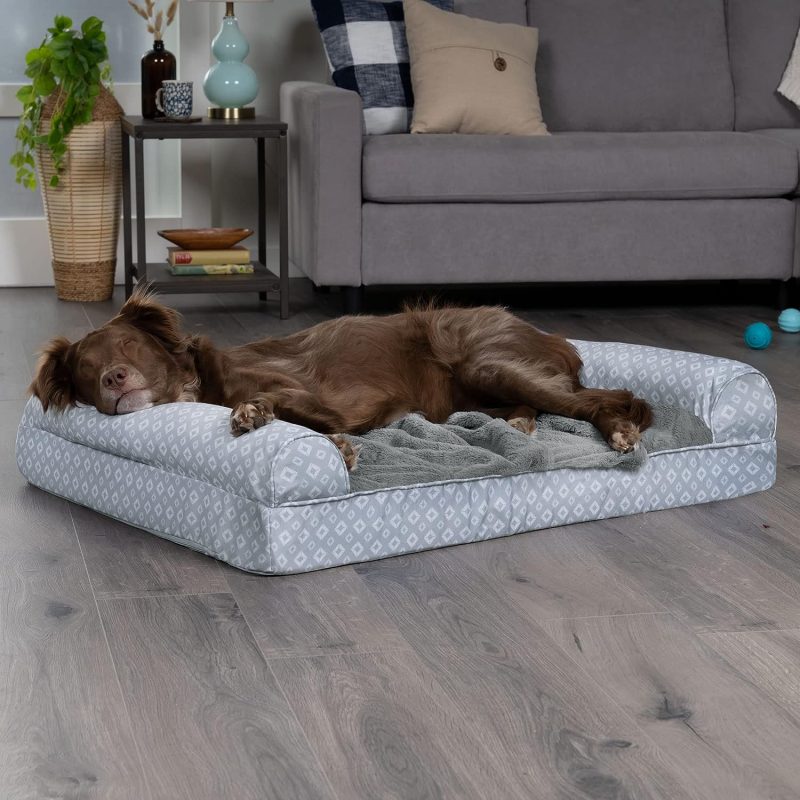 Furhaven Cooling Gel Dog Bed for Large Dogs w/ Removable Bolsters & Washable Cover, For Dogs Up to 95 lbs - Plush & Velvet Waves - Image 389