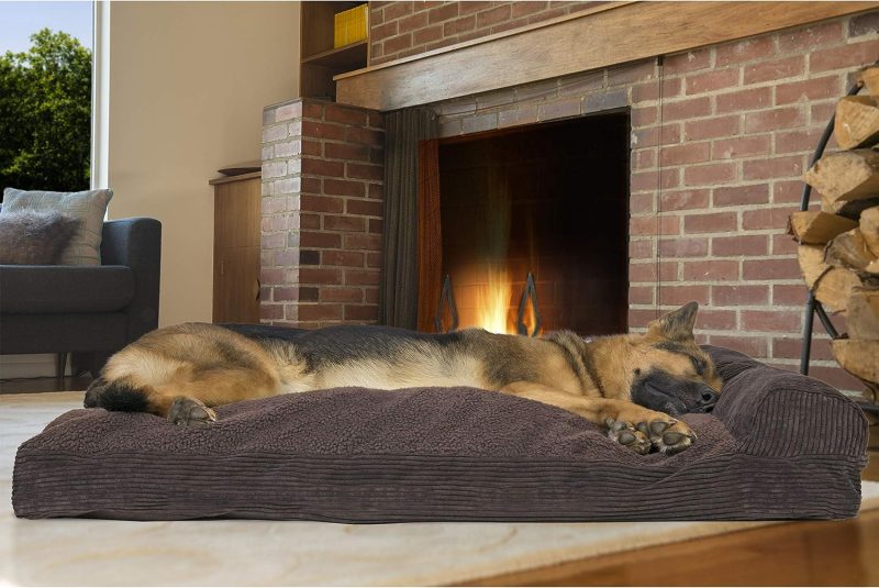 Furhaven Orthopedic Dog Bed for Medium/Small Dogs w/ Removable Bolsters & Washable Cover, For Dogs Up to 35 lbs - Plush & Almond - Image 343
