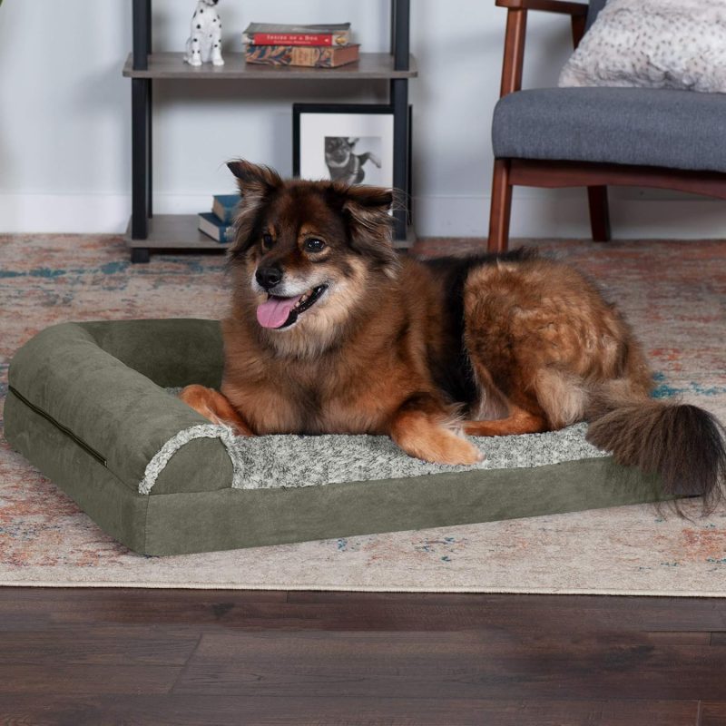Furhaven Orthopedic Dog Bed for Medium/Small Dogs w/ Removable Bolsters & Washable Cover, For Dogs Up to 35 lbs - Plush & Almond - Image 523