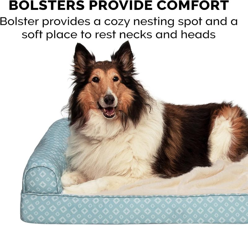 Furhaven Cooling Gel Dog Bed for Large Dogs w/ Removable Bolsters & Washable Cover, For Dogs Up to 95 lbs - Plush & Velvet Waves - Image 96