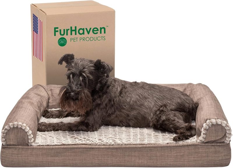 Furhaven Cooling Gel Dog Bed for Large Dogs w/ Removable Bolsters & Washable Cover, For Dogs Up to 95 lbs - Plush & Velvet Waves - Image 404