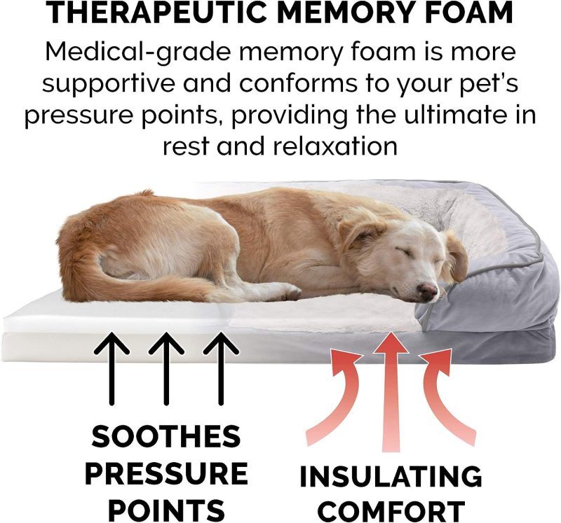 Furhaven Cooling Gel Dog Bed for Large Dogs w/ Removable Bolsters & Washable Cover, For Dogs Up to 95 lbs - Plush & Velvet Waves - Image 127