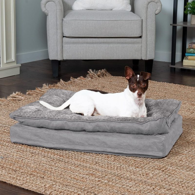 Furhaven Cooling Gel Dog Bed for Large Dogs w/ Removable Bolsters & Washable Cover, For Dogs Up to 95 lbs - Plush & Velvet Waves - Image 429
