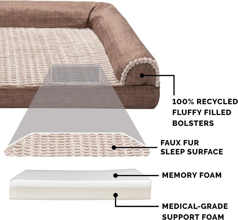 Furhaven Cooling Gel Dog Bed for Large Dogs w/ Removable Bolsters & Washable Cover, For Dogs Up to 95 lbs - Plush & Velvet Waves - Image 190