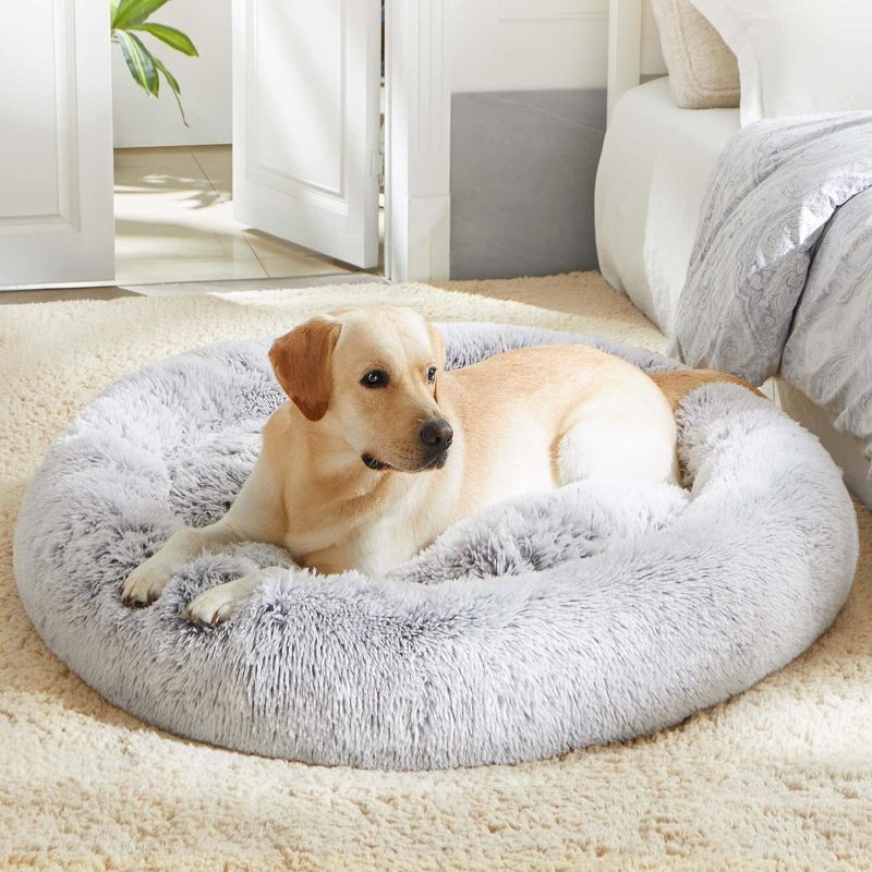 Calming Dog Bed & Cat Bed, Anti-Anxiety Donut Cuddler Warming Cozy Soft Round Fluffy Faux Fur Plush Cushion bed for Small Medium - Image 57
