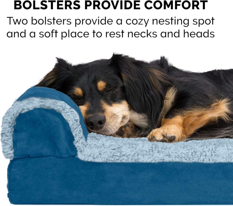 Furhaven Orthopedic Dog Bed for Medium/Small Dogs w/ Removable Bolsters & Washable Cover, For Dogs Up to 35 lbs - Plush & Almond - Image 80