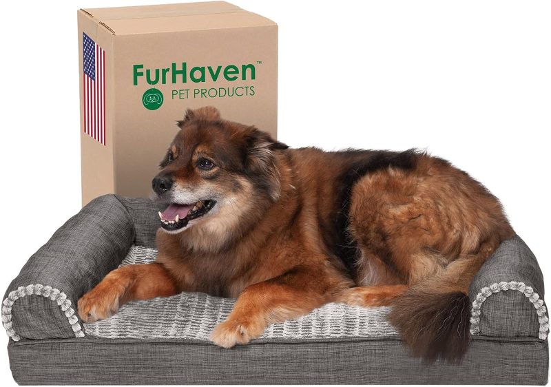 Furhaven Cooling Gel Dog Bed for Large Dogs w/ Removable Bolsters & Washable Cover, For Dogs Up to 95 lbs - Plush & Velvet Waves - Image 180