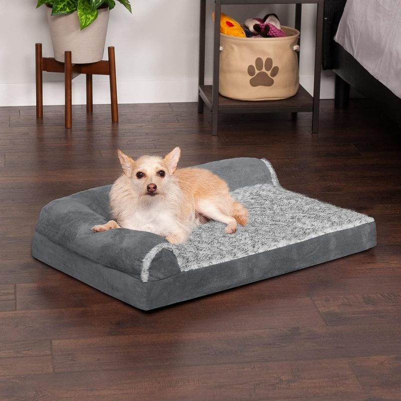 Furhaven Orthopedic Dog Bed for Medium/Small Dogs w/ Removable Bolsters & Washable Cover, For Dogs Up to 35 lbs - Plush & Almond - Image 237