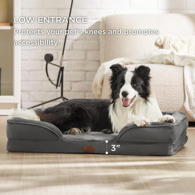 Bedsure Orthopedic Dog Bed for Medium Dogs -Foam Sofa with Removable Washable Cover, Waterproof Lining and Nonskid Bottom Couch, - Image 340