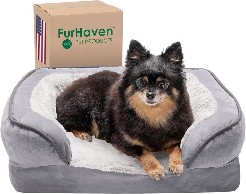 Furhaven Cooling Gel Dog Bed for Large Dogs w/ Removable Bolsters & Washable Cover, For Dogs Up to 95 lbs - Plush & Velvet Waves - Image 153