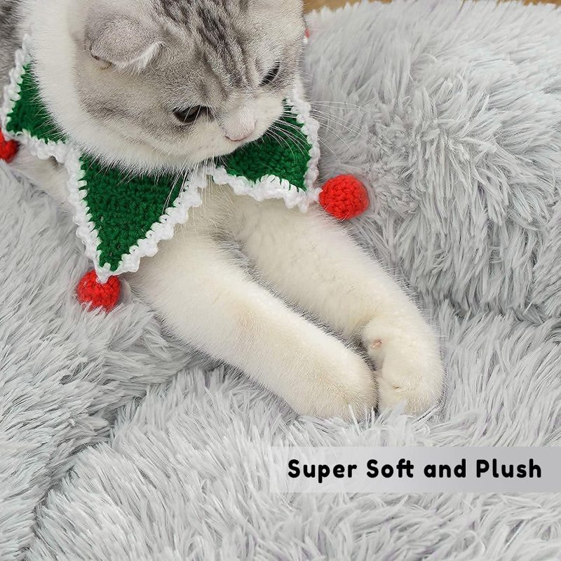 Calming Dog Bed & Cat Bed, Anti-Anxiety Donut Cuddler Warming Cozy Soft Round Fluffy Faux Fur Plush Cushion bed for Small Medium - Image 132