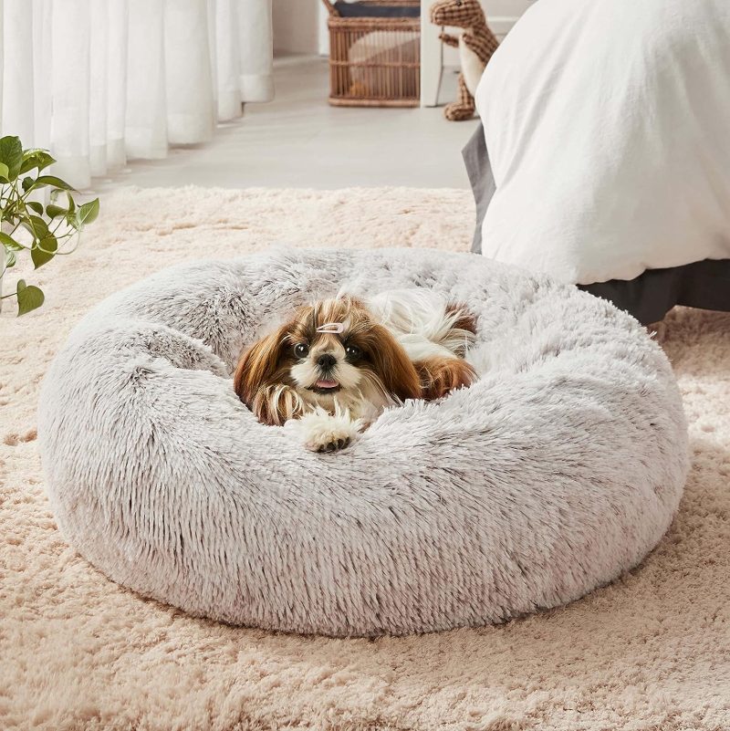 Calming Dog Bed & Cat Bed, Anti-Anxiety Donut Cuddler Warming Cozy Soft Round Fluffy Faux Fur Plush Cushion bed for Small Medium - Image 101