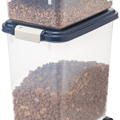 IRIS USA Airtight Pet Food/Treat Storage Container Combo, Blue