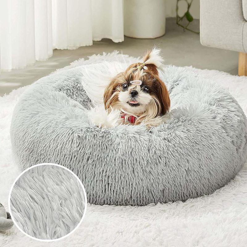 Calming Dog Bed & Cat Bed, Anti-Anxiety Donut Cuddler Warming Cozy Soft Round Fluffy Faux Fur Plush Cushion bed for Small Medium - Image 131