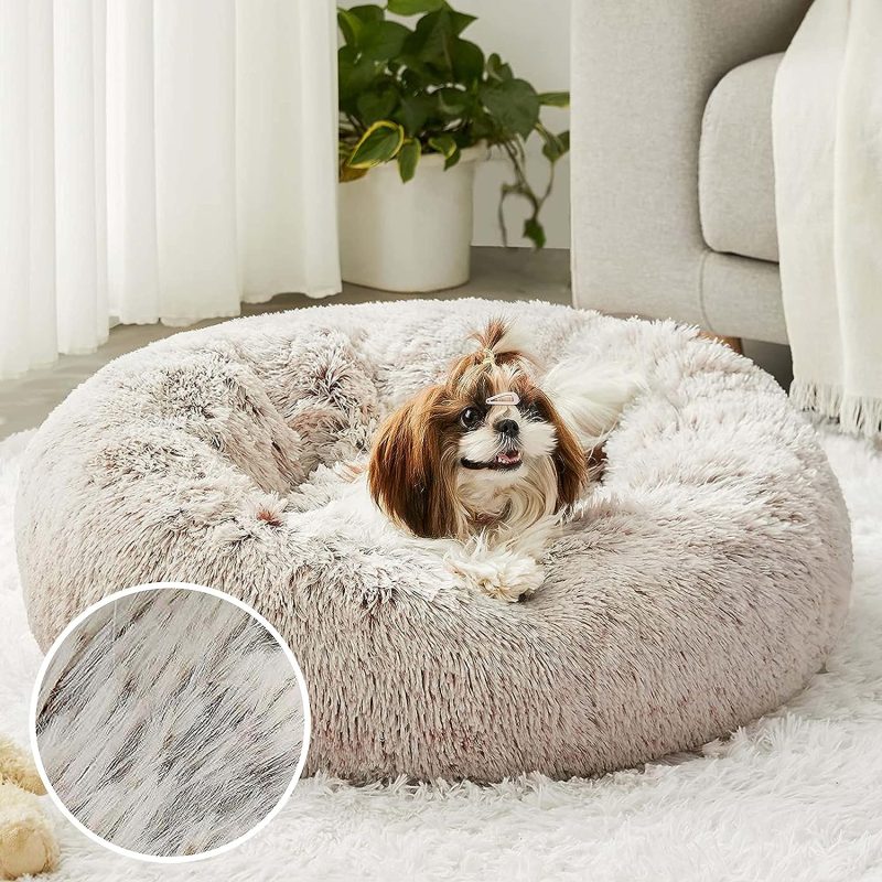 Calming Dog Bed & Cat Bed, Anti-Anxiety Donut Cuddler Warming Cozy Soft Round Fluffy Faux Fur Plush Cushion bed for Small Medium - Image 153