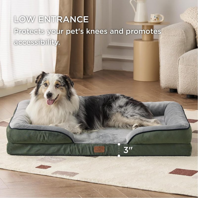 Bedsure Orthopedic Dog Bed for Medium Dogs -Foam Sofa with Removable Washable Cover, Waterproof Lining and Nonskid Bottom Couch, - Image 214