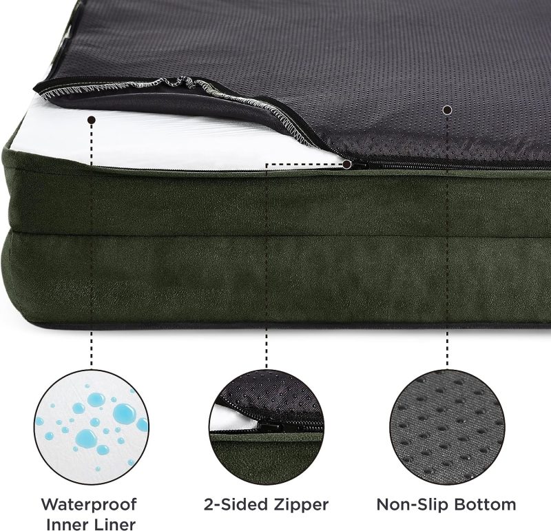 Bedsure Orthopedic Dog Bed for Medium Dogs -Foam Sofa with Removable Washable Cover, Waterproof Lining and Nonskid Bottom Couch, - Image 206