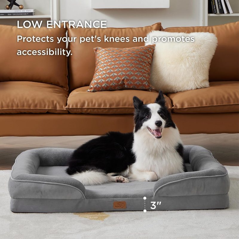 Bedsure Orthopedic Dog Bed for Medium Dogs -Foam Sofa with Removable Washable Cover, Waterproof Lining and Nonskid Bottom Couch, - Image 359