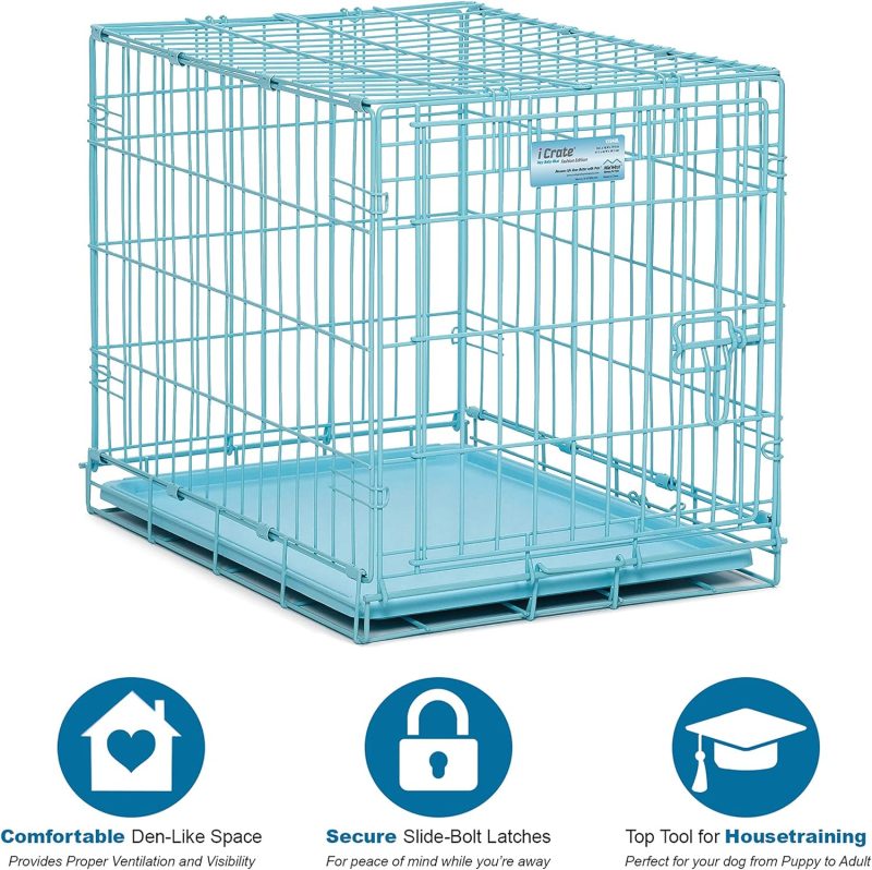 MidWest Homes for Pets Newly Enhanced Single & Double Door iCrate Dog Crate, Includes Leak-Proof Pan, Floor Protecting Feet , - Image 2