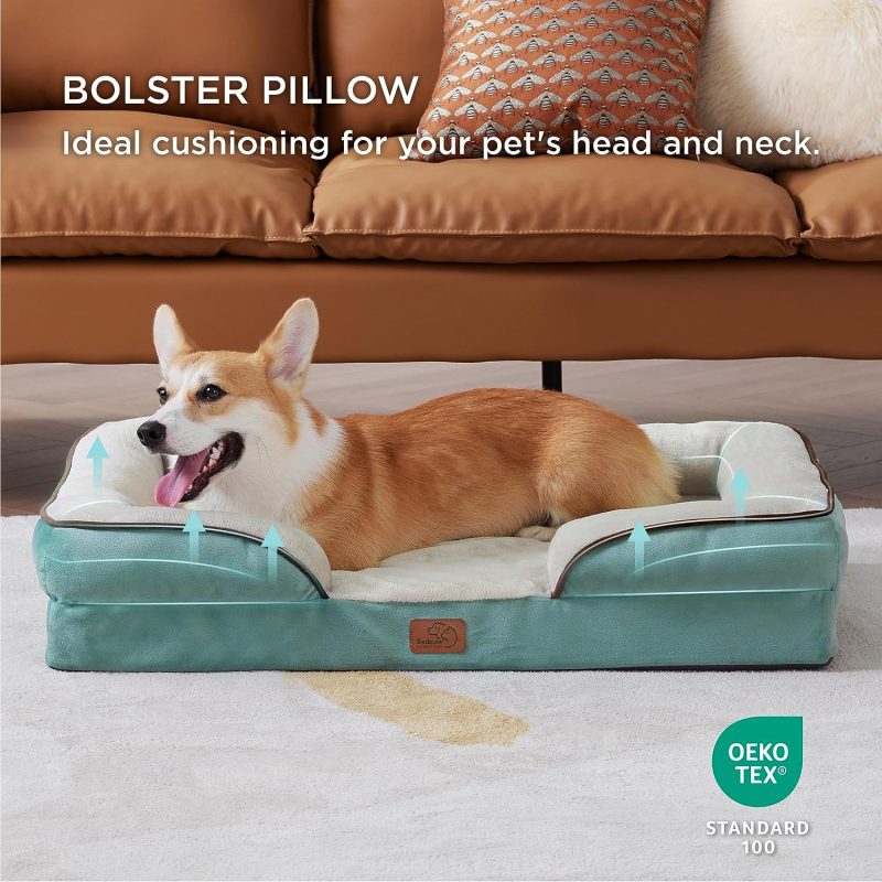 Bedsure Orthopedic Dog Bed for Medium Dogs -Foam Sofa with Removable Washable Cover, Waterproof Lining and Nonskid Bottom Couch, - Image 149