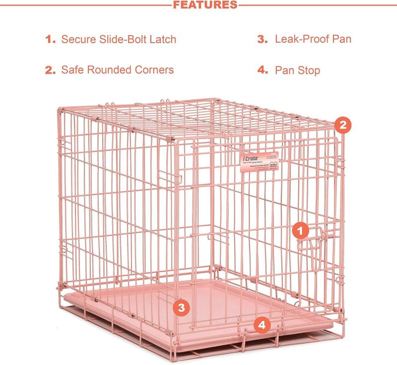 MidWest Homes for Pets Newly Enhanced Single & Double Door iCrate Dog Crate, Includes Leak-Proof Pan, Floor Protecting Feet , - Image 63