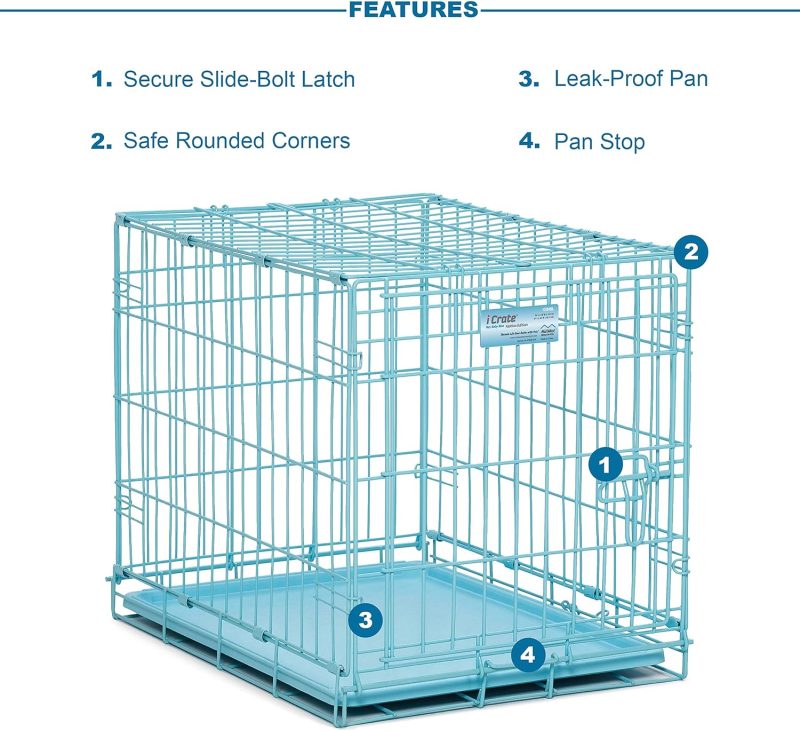 MidWest Homes for Pets Newly Enhanced Single & Double Door iCrate Dog Crate, Includes Leak-Proof Pan, Floor Protecting Feet , - Image 3
