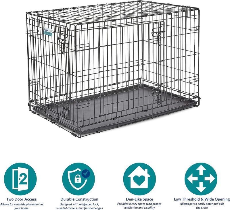 MidWest Homes for Pets Newly Enhanced Single & Double Door iCrate Dog Crate, Includes Leak-Proof Pan, Floor Protecting Feet , - Image 17