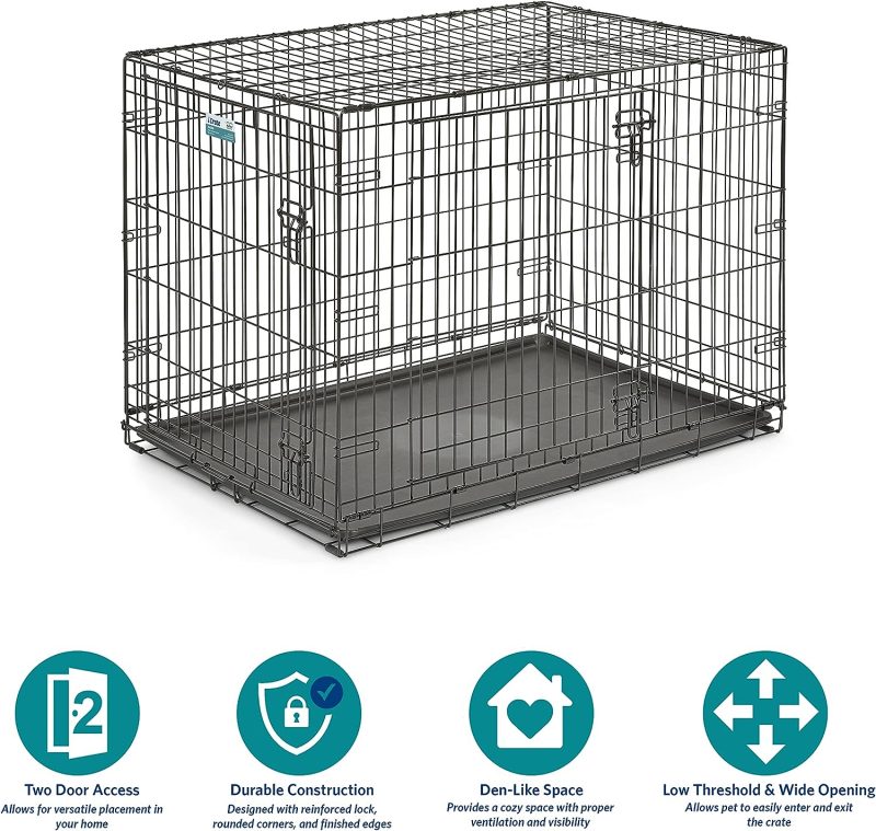 MidWest Homes for Pets Newly Enhanced Single & Double Door iCrate Dog Crate, Includes Leak-Proof Pan, Floor Protecting Feet , - Image 55