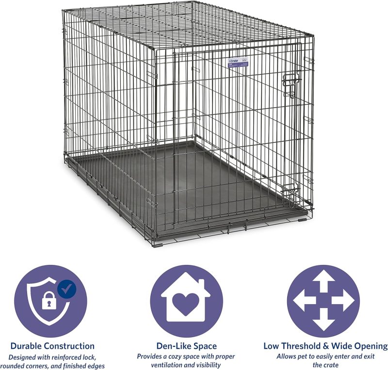 MidWest Homes for Pets Newly Enhanced Single & Double Door iCrate Dog Crate, Includes Leak-Proof Pan, Floor Protecting Feet , - Image 59