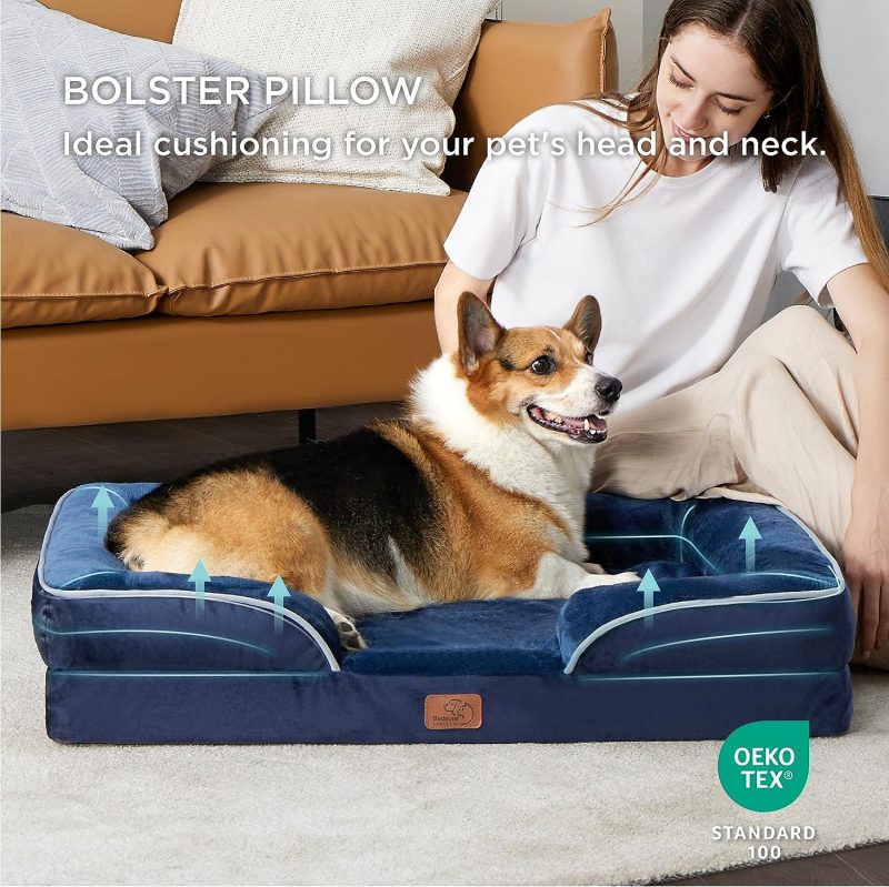 Bedsure Orthopedic Dog Bed for Medium Dogs -Foam Sofa with Removable Washable Cover, Waterproof Lining and Nonskid Bottom Couch, - Image 255