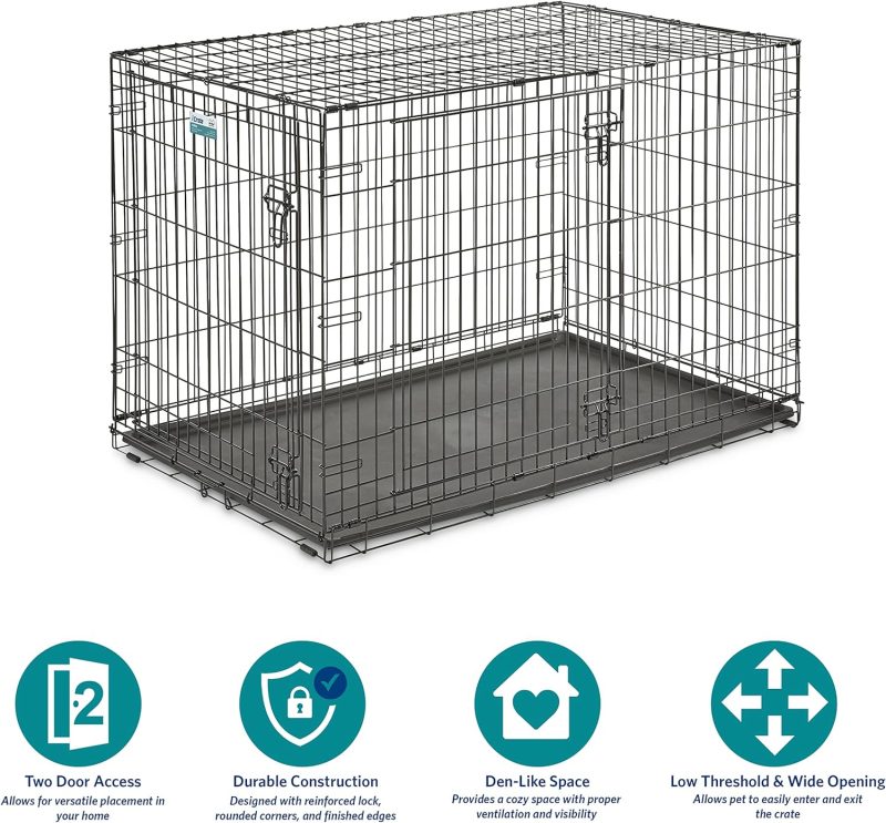 MidWest Homes for Pets Newly Enhanced Single & Double Door iCrate Dog Crate, Includes Leak-Proof Pan, Floor Protecting Feet , - Image 30