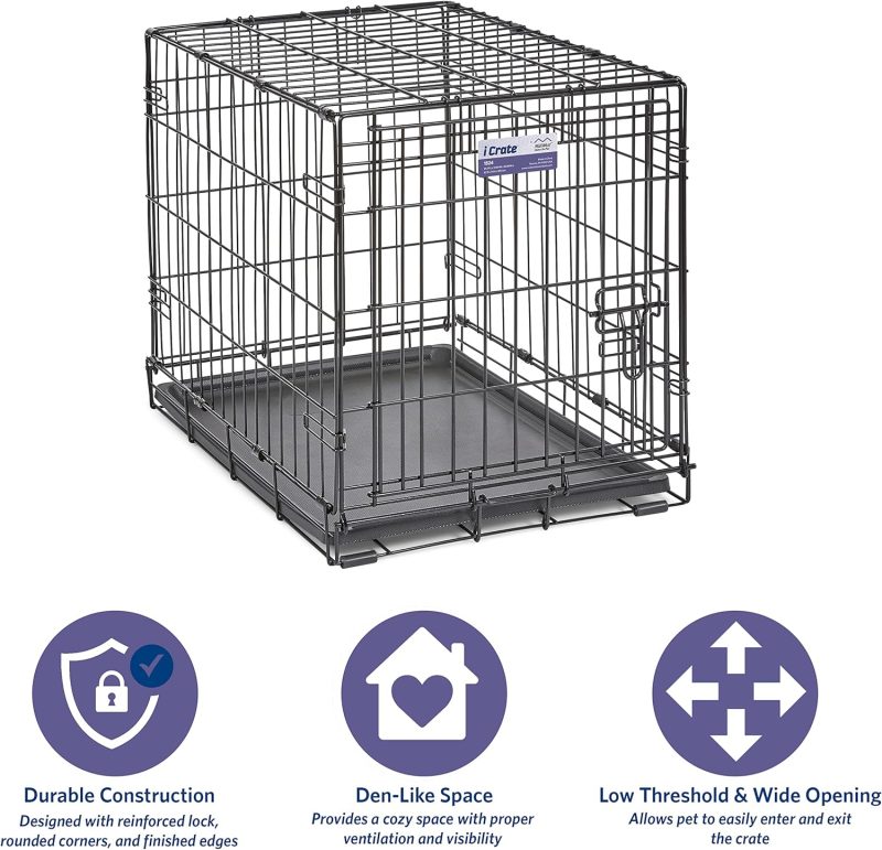 MidWest Homes for Pets Newly Enhanced Single & Double Door iCrate Dog Crate, Includes Leak-Proof Pan, Floor Protecting Feet , - Image 78