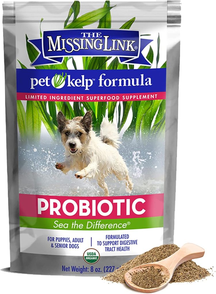 Pet Kelp Probiotic Powder Formula, Organic  Limited Ingredient Superfood Supplement, Kelp, Flaxseed, Pumpkin  Probiotics, Omegas  Probiotics for Digestive Health for Puppy, Adult  Senior Dogs, 8oz