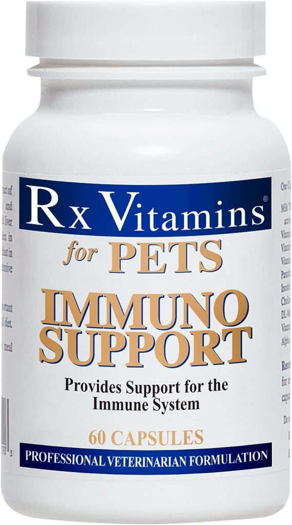 Rx Vitamins for Pets Immuno Support for Dogs Cats - Immune System Support - Help Brain Function Bones Muscles Stress Aging - 60 Capsules