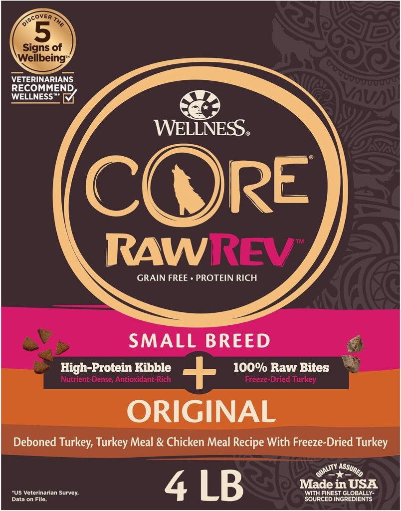 Wellness CORE RawRev Grain-Free Dry Small Dog Food, Natural Ingredients, Made in USA with Real Freeze-Dried Meat (Adult, Small Breed, 4 lbs)