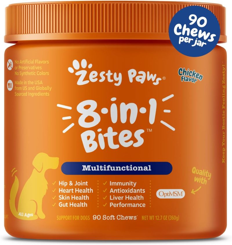 Zesty Paws Multivitamin Treats for Dogs - Glucosamine Chondroitin for Joint Support + Digestive Enzymes & Probiotics - Grain - Image 30