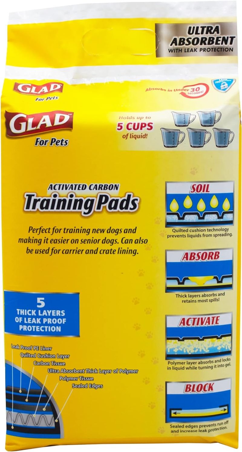 Glad for Pets Black Charcoal Training Pads for Dogs, 23" x 23" - Super Absorbent & Odor Neutralizing Dog Potty Pads, - Image 44
