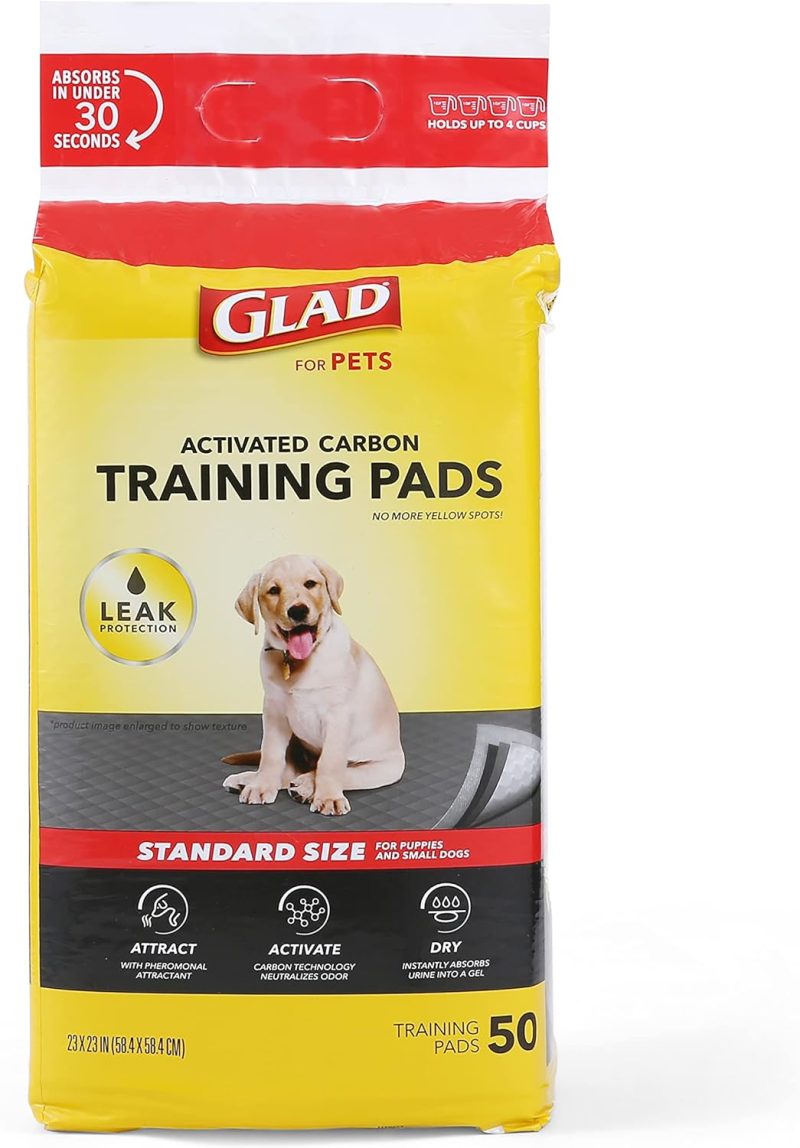 Glad for Pets Black Charcoal Training Pads for Dogs, 23" x 23" - Super Absorbent & Odor Neutralizing Dog Potty Pads,