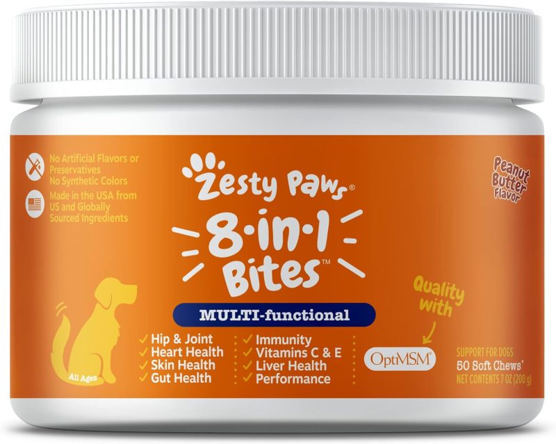 Zesty Paws Multivitamin Treats for Dogs - Glucosamine Chondroitin for Joint Support + Digestive Enzymes & Probiotics - Grain - Image 36