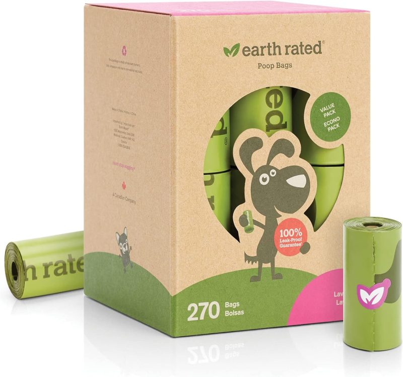 Earth Rated Dog Poop Bags, New Look, Guaranteed Leak Proof and Extra Thick Waste Bag Refill Rolls For Dogs, Lavender Scented,
