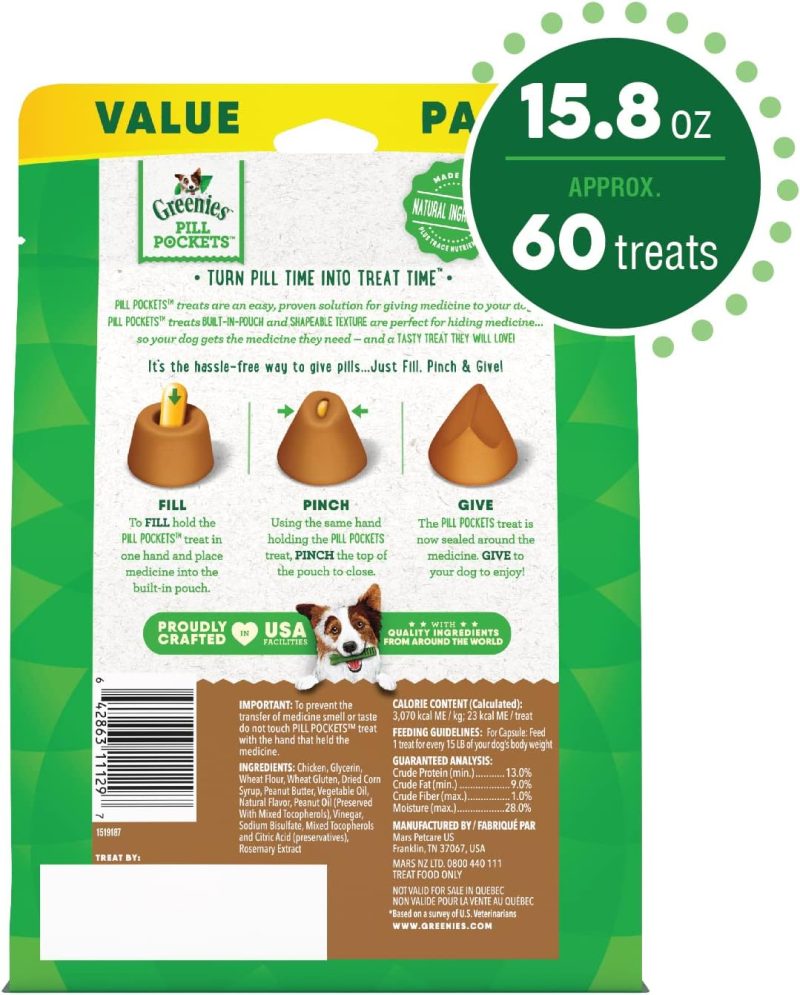 GREENIES PILL POCKETS Capsule Size Natural Dog Treats Chicken Flavor, 15.8 oz. Value Pack (60 Treats) - Image 29