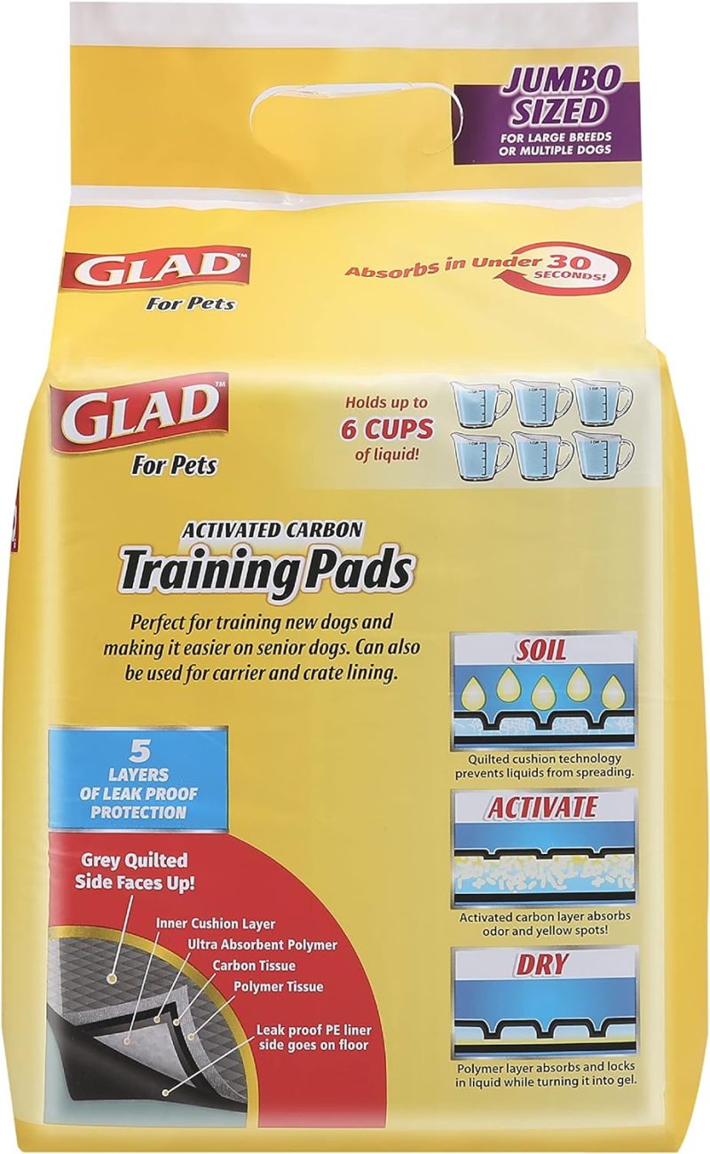 Glad for Pets Black Charcoal Training Pads for Dogs, 23" x 23" - Super Absorbent & Odor Neutralizing Dog Potty Pads, - Image 90