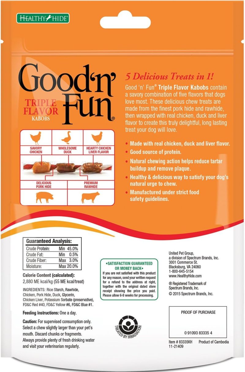 Good'N'Fun Triple Flavored Rawhide Kabobs for Dogs, 1.5 Pound (Pack of 1) - Image 32