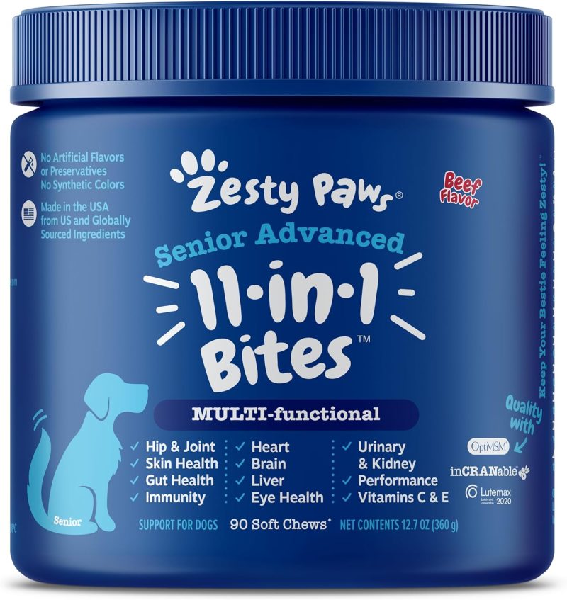 Zesty Paws Multivitamin Treats for Dogs - Glucosamine Chondroitin for Joint Support + Digestive Enzymes & Probiotics - Grain - Image 39