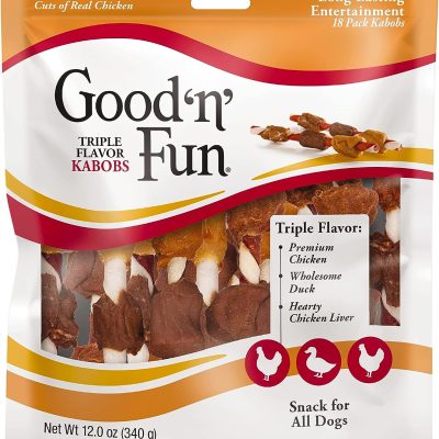Good'N'Fun Triple Flavored Rawhide Kabobs for Dogs, 1.5 Pound (Pack of 1)