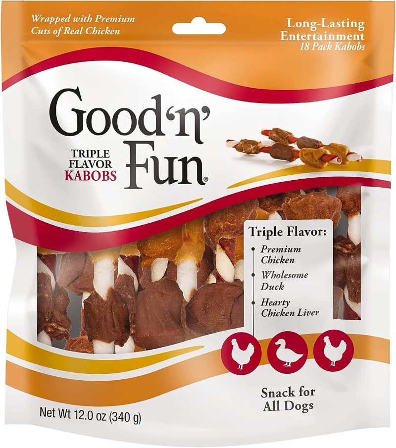 Good'N'Fun Triple Flavored Rawhide Kabobs for Dogs, 1.5 Pound (Pack of 1)